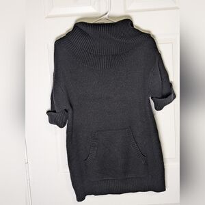 BCBGMAXAZRIA Black Wool Blend Cowl Neck Short Sleeve Sweater XS